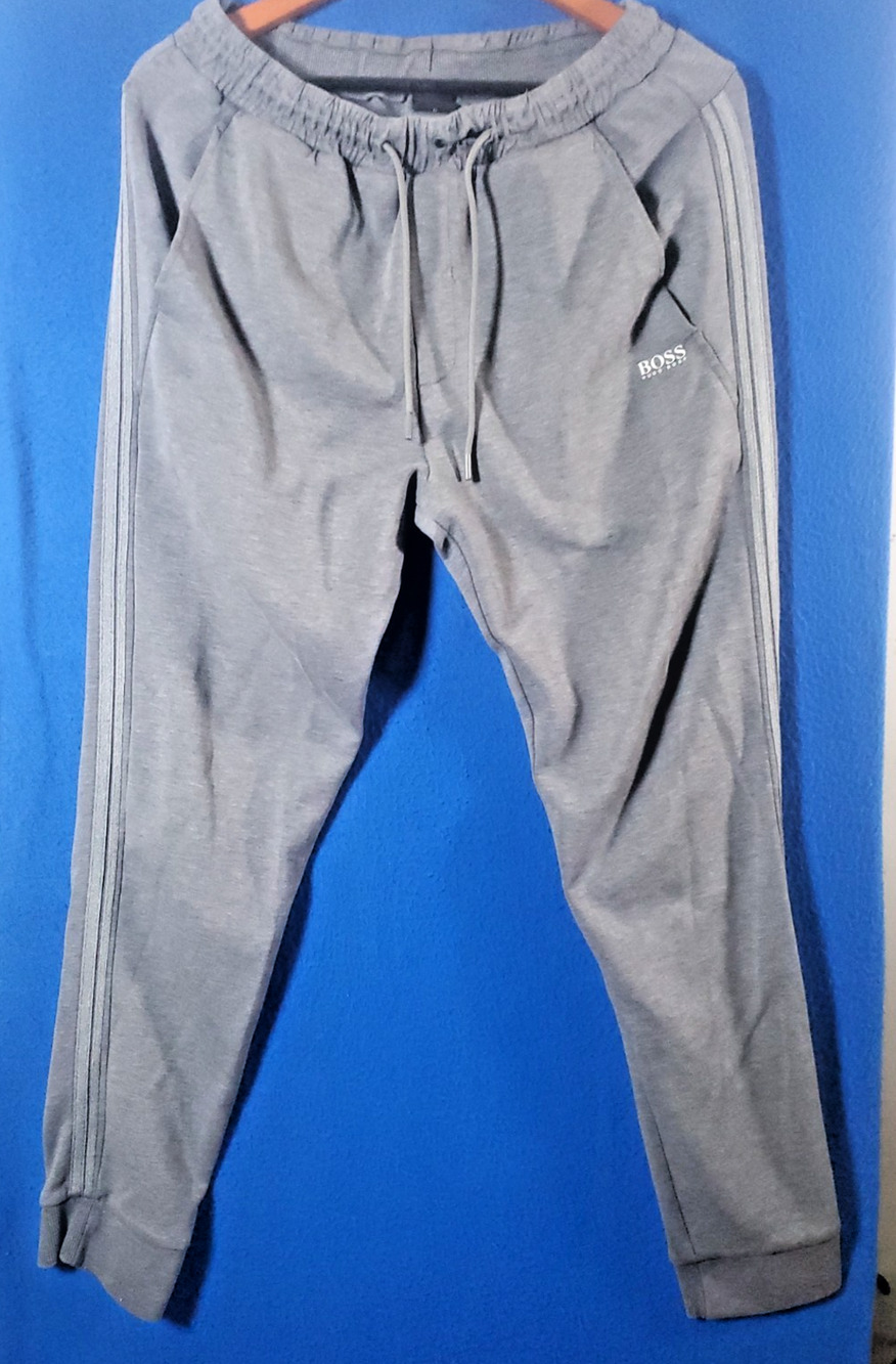 Hugo Boss Grey 3-Stripe Jogger Gray Sweatpants Size Medium